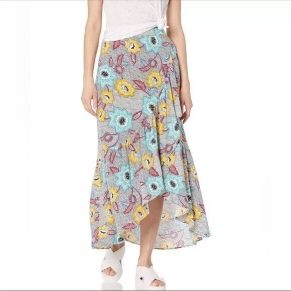 BCBGeneration Multicolored Faux Wrap Pull On  A-line Maxi Skirt Women's Large - Picture 1 of 8